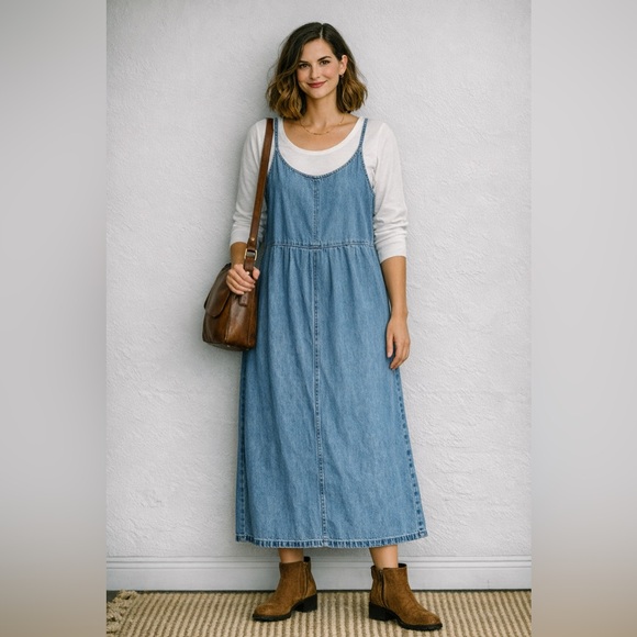 CDC Dresses & Skirts - Vintage 90s CDC Denim Maxi Dress & White Top Set | Made in USA